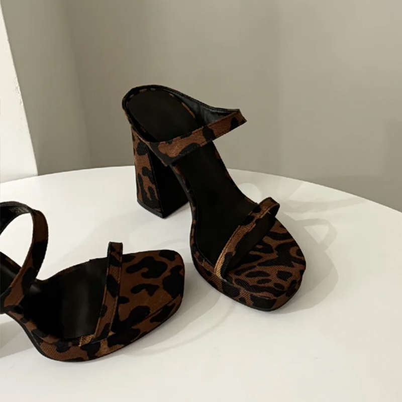

Fashion Hot Selling 2025 Luxury Women Slippers High Heels Sexy Shoes Summer Elegant Fashion Pumps Stilettos Woman Sandals Women’s Heels 35 цветной печати леопарда