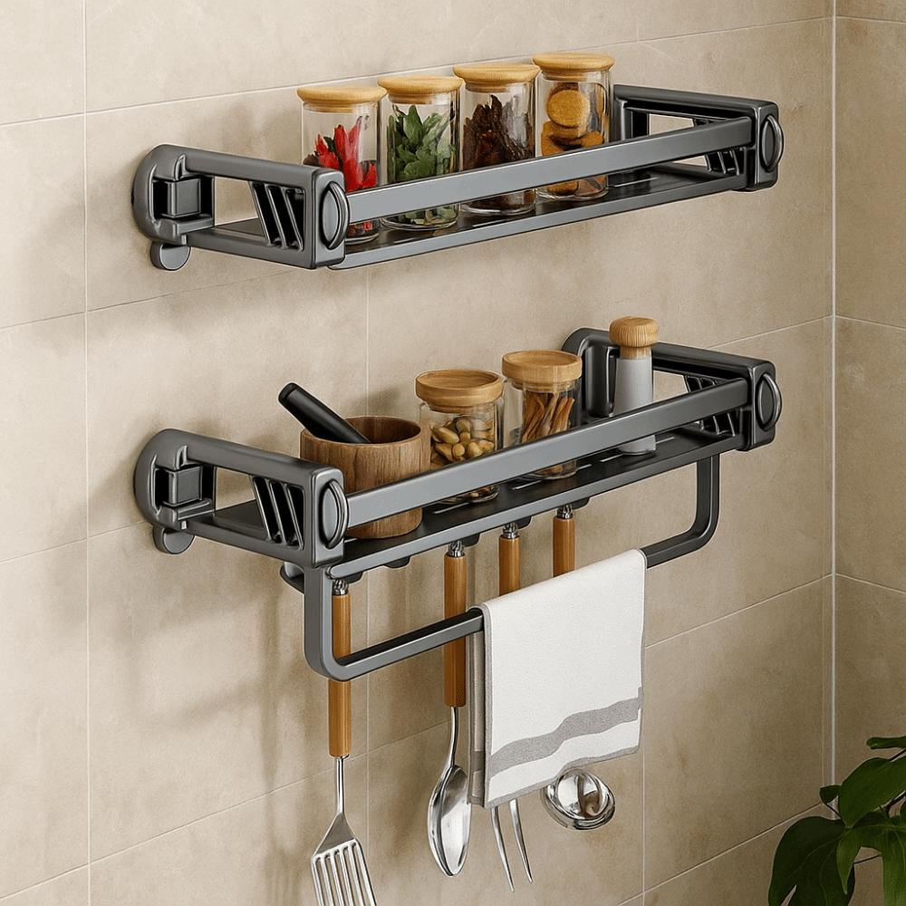 Wall Mounted Shampoo Storage Rack Punch Free Cosmetics Storage Rack Toilet Shampoo Holder  Kitchen