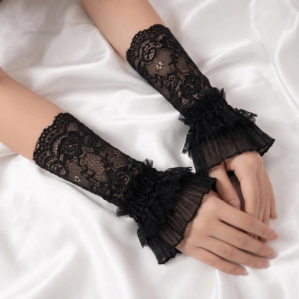 Lace Trim Lace Arm Sleeves Mesh Wrist Sleeves Vintage Fingerless Gloves Lolita Decor