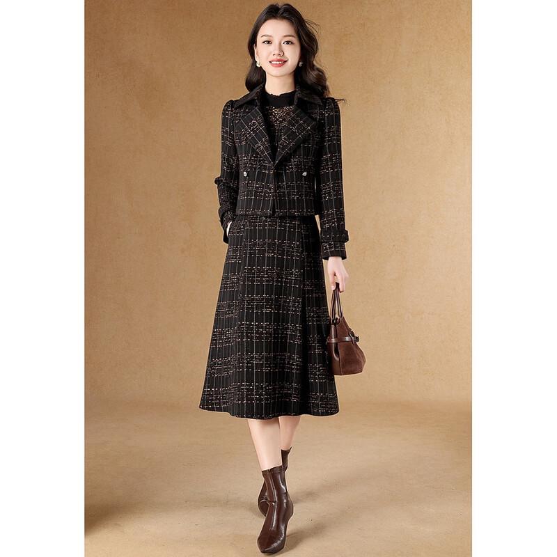 

Women s Plaid Dress & Jacket Two-Piece Set L