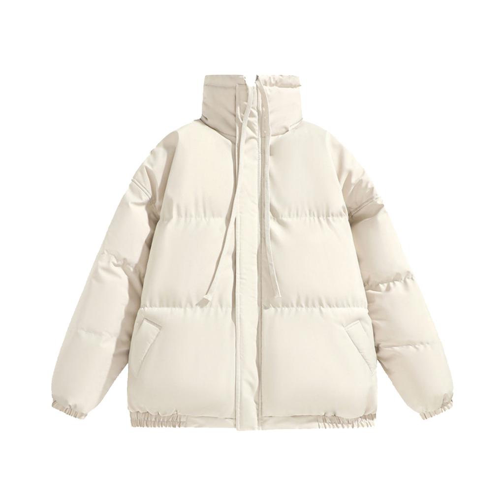 Men's Casual Solid-color High-neck Zipper Cotton-padded Jacket, Men's Thickened Cotton-padded Warm Bread Jacket Jacket