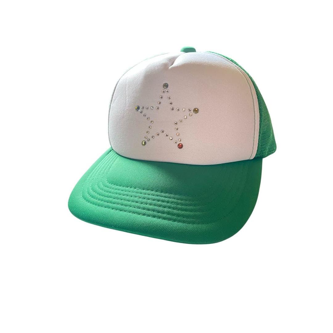 Used coeur Cool Star Rhinestone Mesh Cap Made in Japan Y2K