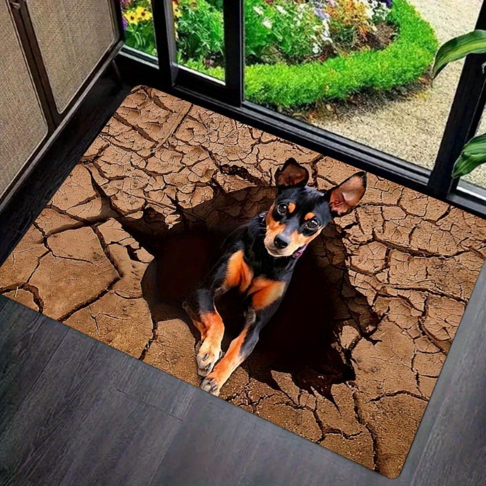 Cute Dog Pattern Farmhouse Welcome Doormat Durable Washable Entrance Floor Rug Indoor Outdoor Porch Home Decor 1PC
