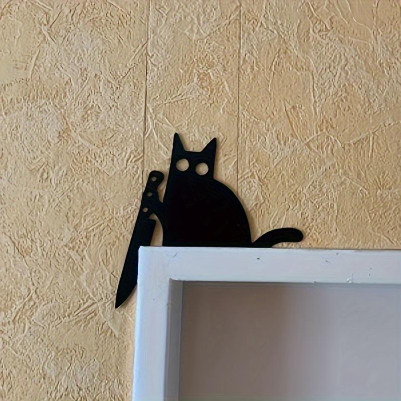 Gothic Black Cat Door Decorative Ornament 3D Printed Plastic, Suitable for Indoor and Outdoor Use, Perfect for Halloween Decorations