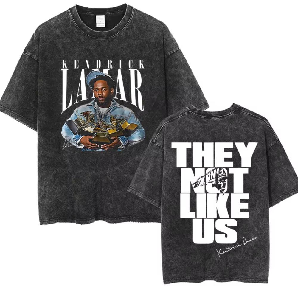 Kendrick Lamar They Not Like Us Tour Merch TShirt Mens Vintage Washed Short Sleeve T Shirts Hip Hop Gothic Cotton T Shirt