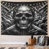 Skull with Crossed Swords in Dark Clouds Pattern Wall Hanging Tapestry Decorative Tapestry Home Decor for Bedroom and Living Room