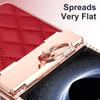 For Samsung Galaxy Z Flip7 5G Case Rhinestone Decoration Ring Holder Rhombus Leather + PC Phone Cover