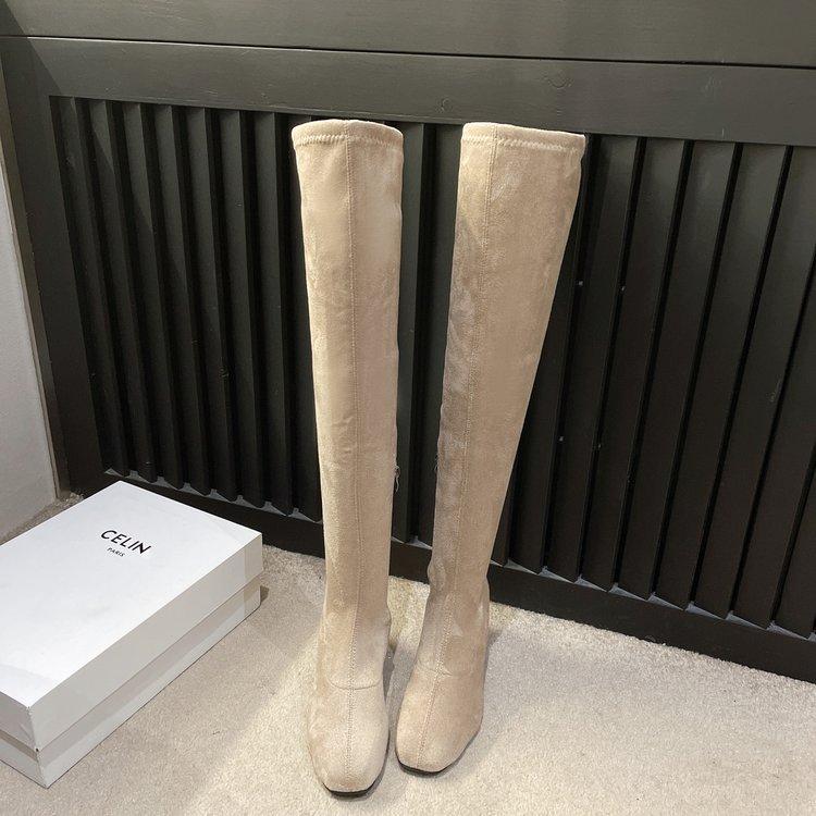 

[youshilai] High-heeled over-knee elastic boots for women s autumn and winter boots 2025 new suede thin boots for women 40