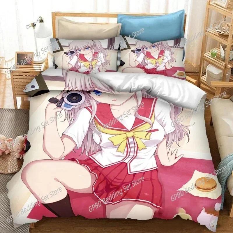 3D Print Quilt Cover Anime Charlotte Bedding Set Single Twin Double Queen King Cal King Size Bed Linen Set