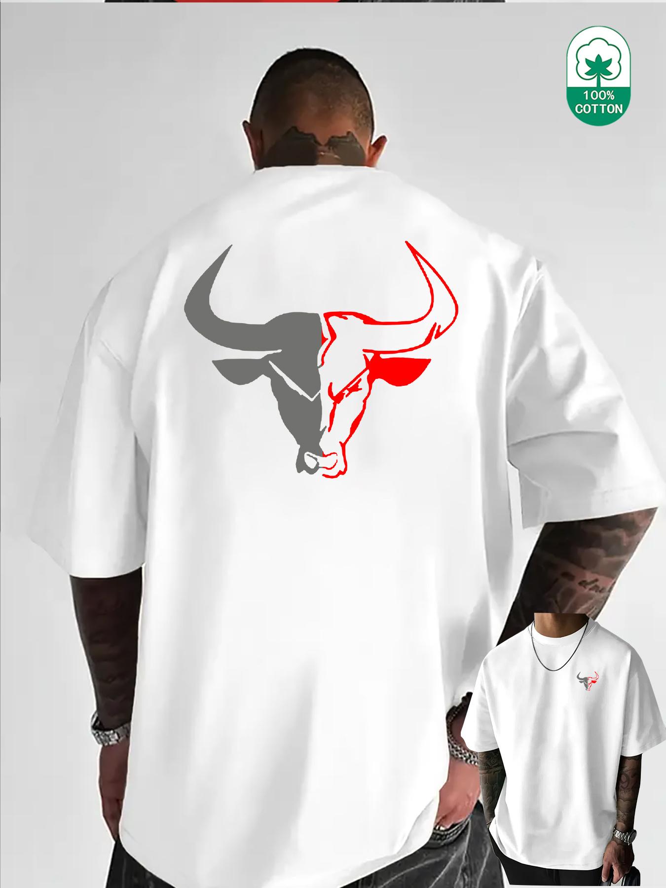 

Bull Pure Cotton TShirt Streetwear Workout Style Men Muscle White Fitness Tee Shirt - Men s Summer Cotton Graphic Tee S