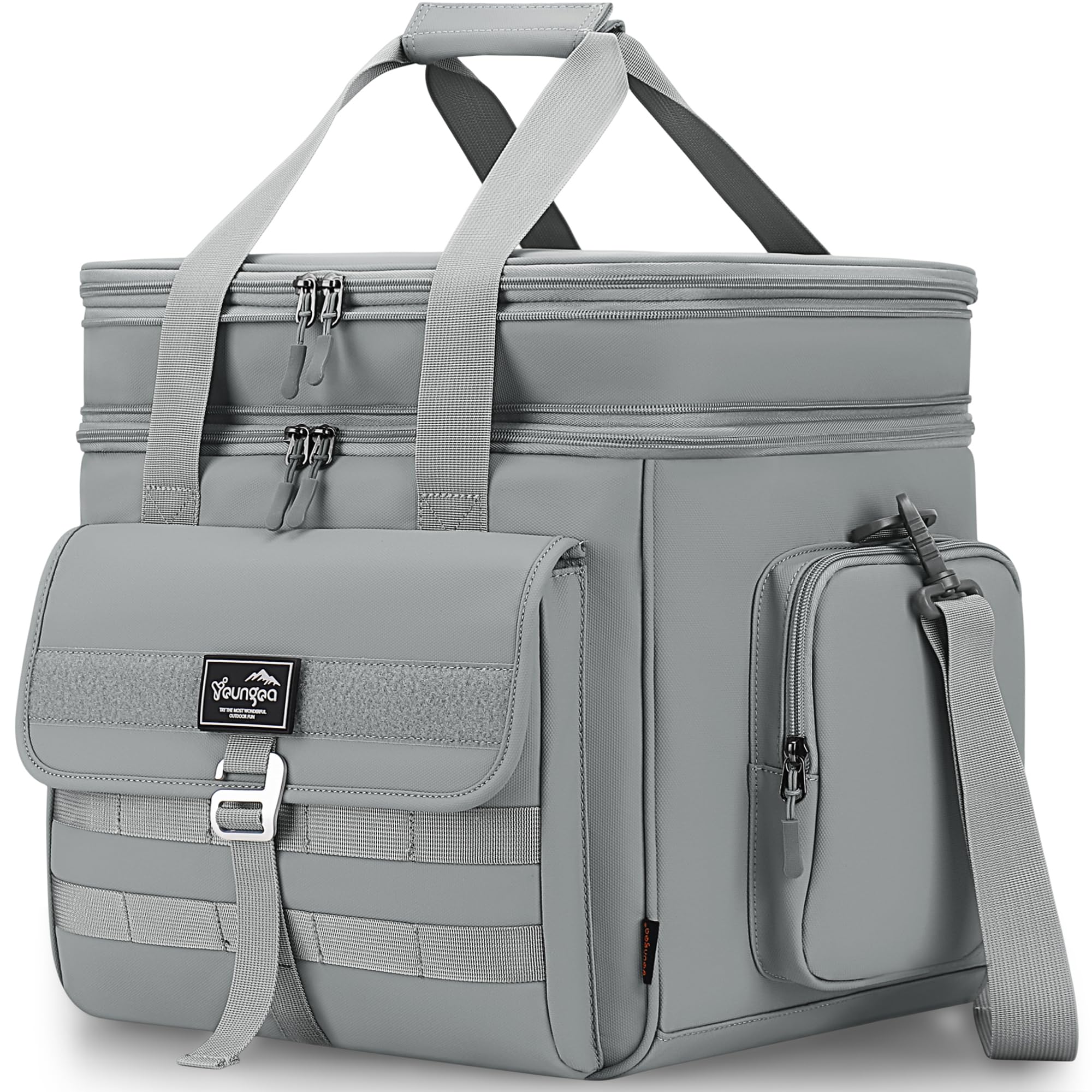 

YOUNGOA 36L Large Soft Cooler Insulated Cooler Bag Soft Side Folding Cooler for Travel Camping Beach Leakproof Waterproof Expandable 36L (Gray) сірий колір