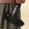 1 Pair Gloves Women Winter Fleece-Lined To Heattech and Touch Screen Pu Elegant and Exquisite Cycling and Driving Gloves