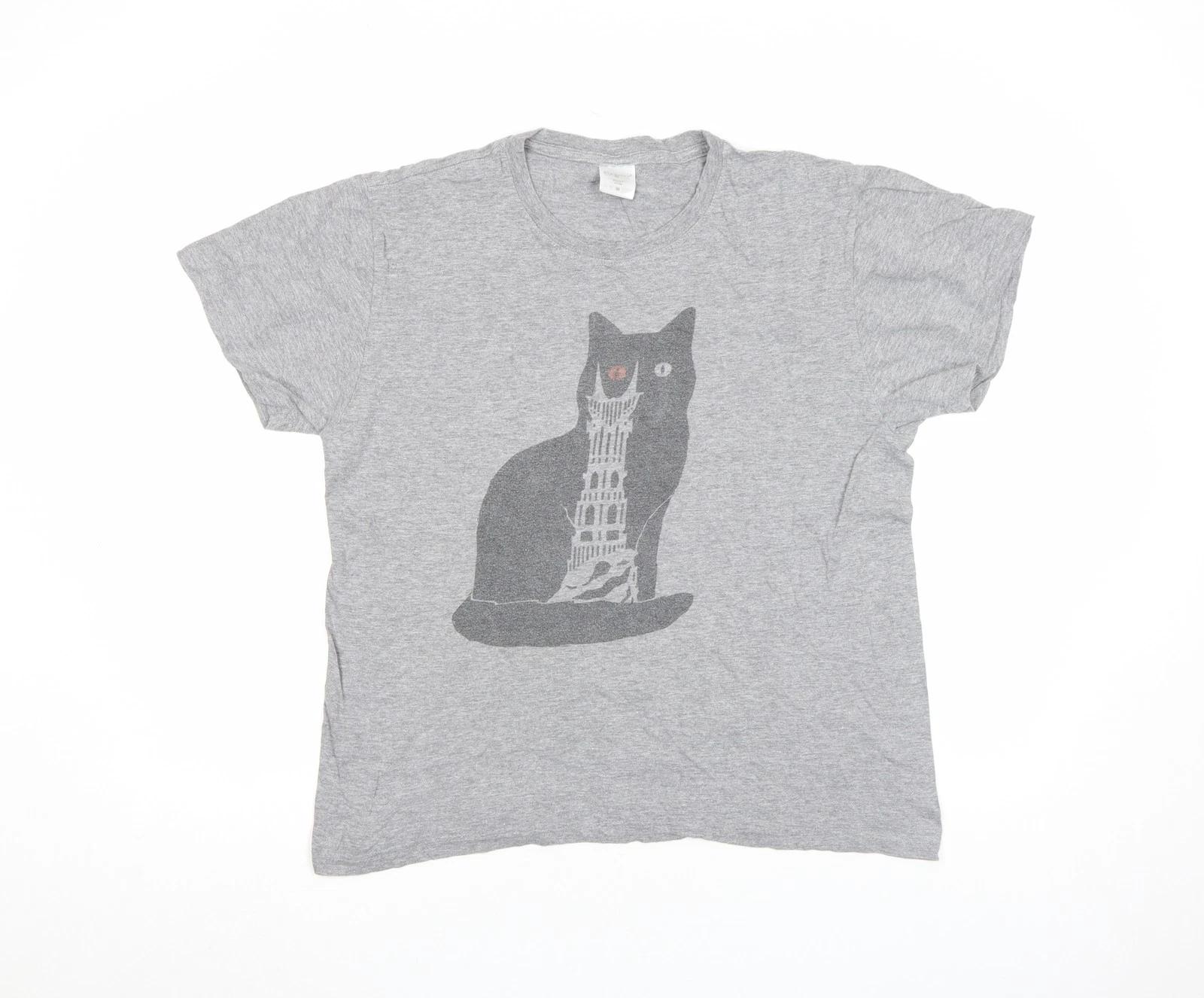 

Stedman Women s Grey Cotton Cat Print Short Sleeve T-Shirt M L