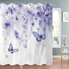 Beautiful Purple Flowers and Butterfly Pattern Shower Curtain,  Bathroom Decorative Shower Curtain,Home Curtain with Hooks