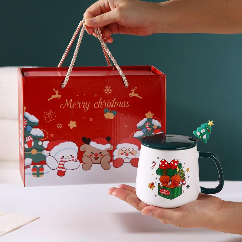 Christmas Ceramic Mug Gift Set - Santa Claus New Year Office Coffee Mug