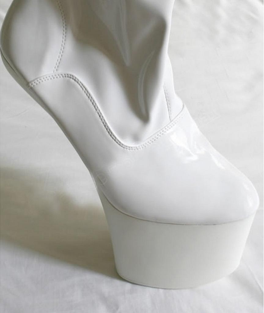 Fashion 20cm Hoof Heelless Women Thigh High Boots,Fetish Platform Bootas,Round Toe,Side Zipper Over-the-Knee Men Pole Dancing Shoes,