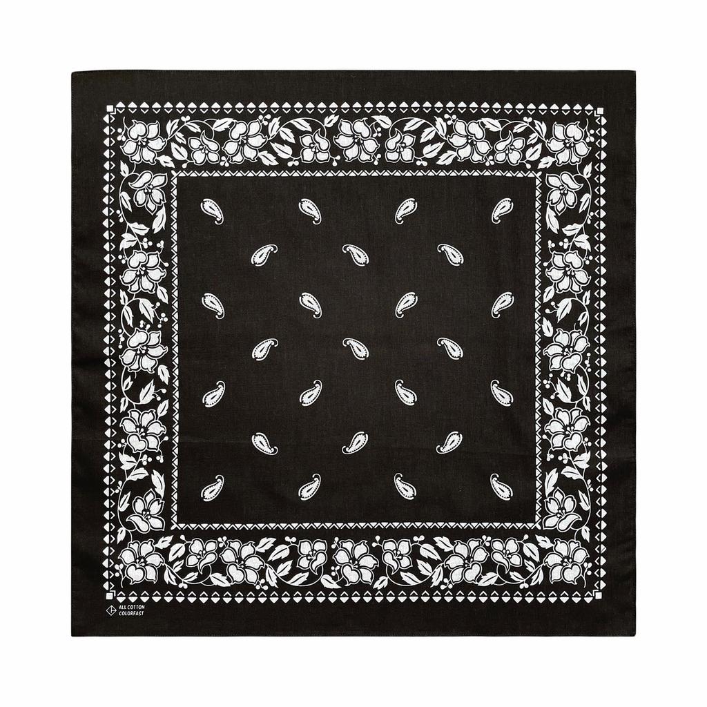 Trifong Bandana Black Adult Bandana Paisley Pattern 100% Cotton Handkerchief Stylish Bandana Cap Cotton Bandana Men's Women's Unisex 55cm X 55cm