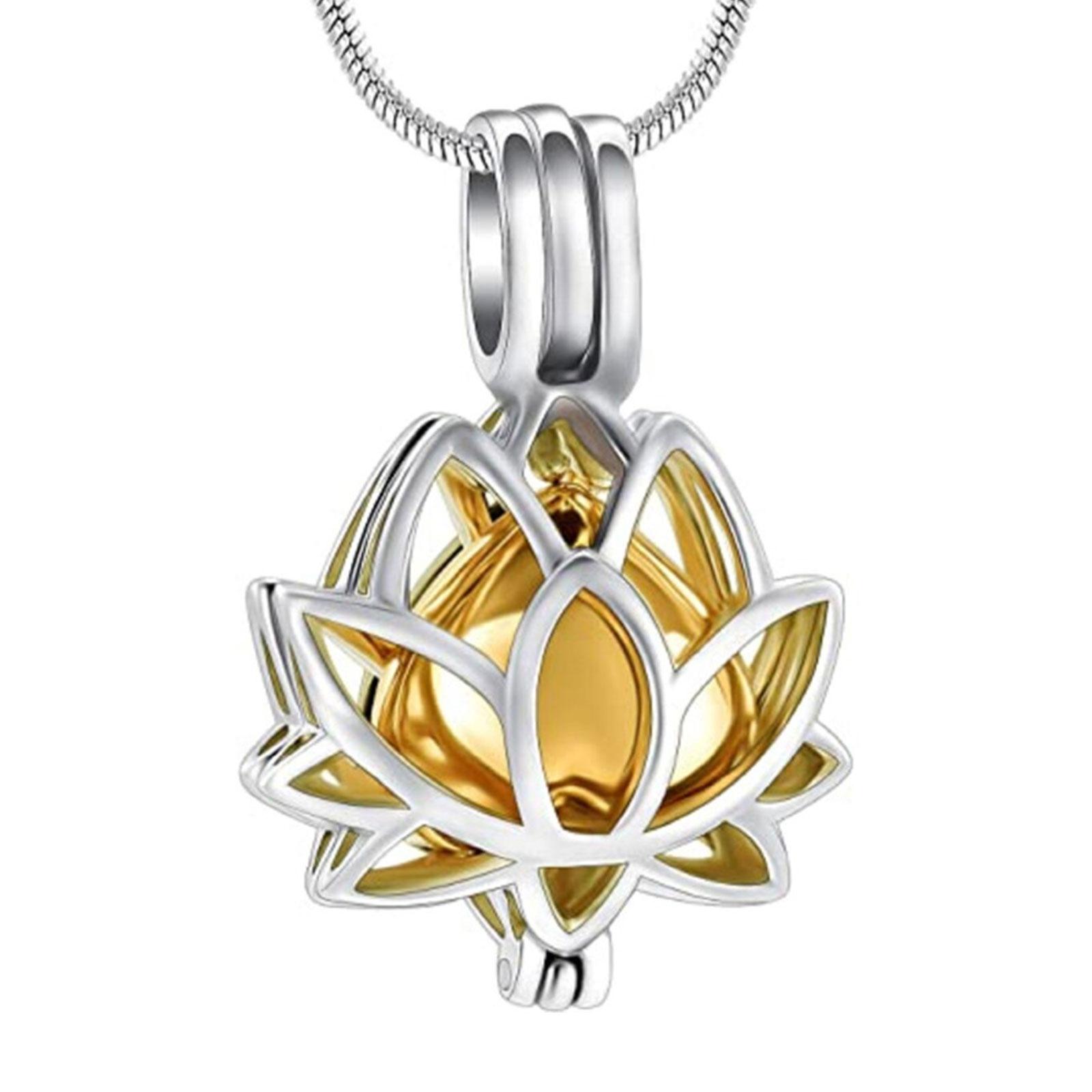 

Подвеска-локет для хранения праха питомца, ожерелье с лотосом, для мамы питомца, элегантный сосуд для праха, ожерелье для праха, для урны питомца