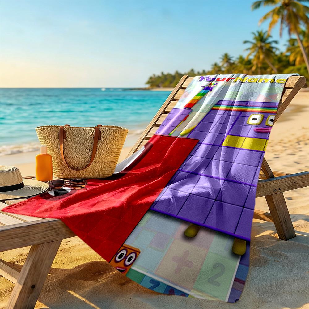 Numberblocks Customized Name Beach Towel Super Soft & Absorbent Perfect for Traveling Yoga Camping and Swimming