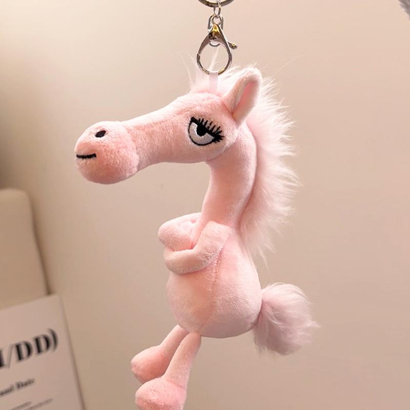 

Adorable Creative Design Dark Horse Keychain Mascot Cute Simulation Horse Soft Texture Chinese Style Zodiac Pony Figurine Room Decoration