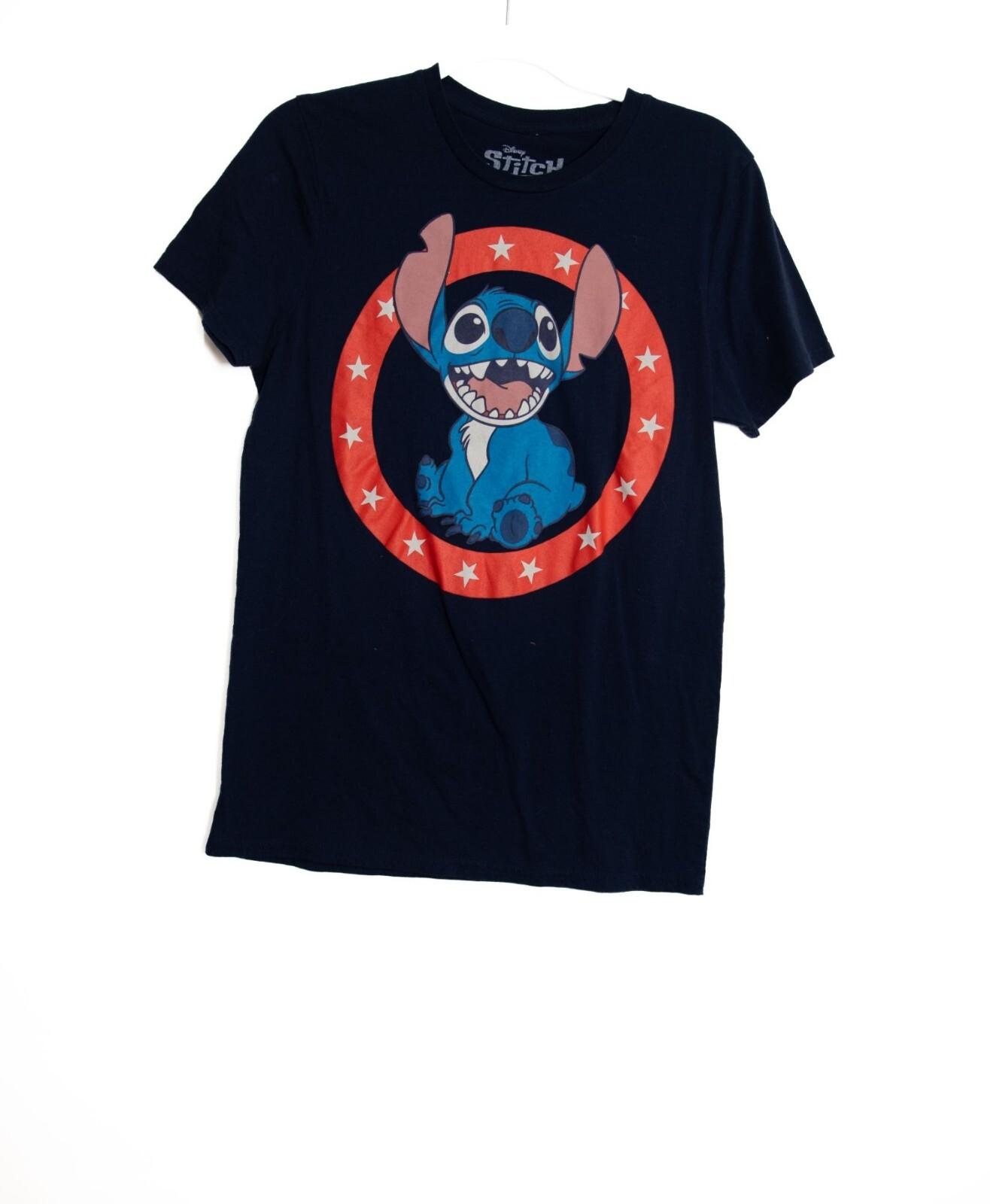Disney Stitch Graphic T-Shirt Navy Blue Short Sleeve Unisex Adult Size S Cotton XXL