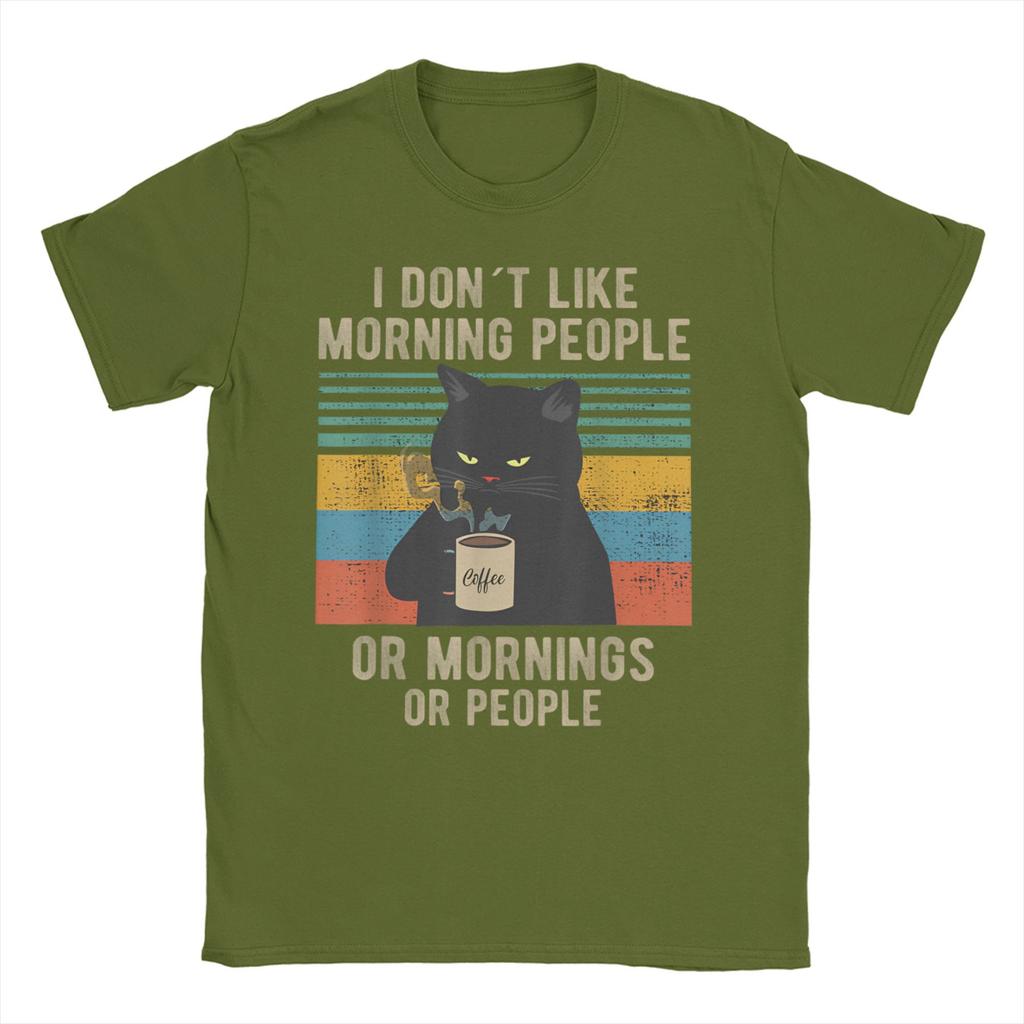 Ich hasse Morgenmenschen und Morgen und Menschen Kaffee Männer Frauen T-Shirt Katzen-Meme Humor T-Shirts T-Shirts 100% Baumwolle Einzigartige Kleidung