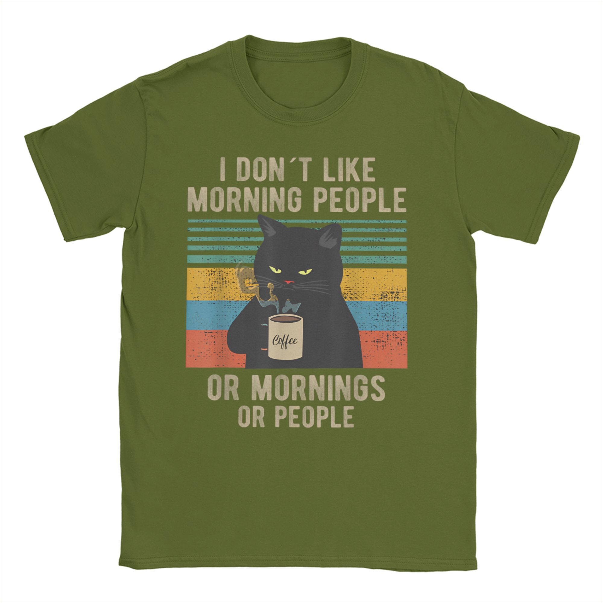 

Я ненавижу утренних людей и утро и людей кофе мужчины женщины футболка кот мем юмор футболки 100% хлопок уникальная одежда 4XL