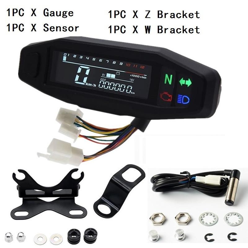 Universal Motorcycle Speedometer Oil Gauge Tachometer Digital Meters Instrument Cluster Turn Signal Light Indicator