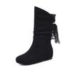 Large size flat black medium boots women's autumn and winter 2025 new women's shoes Korean versatile European and American fashion short boots women