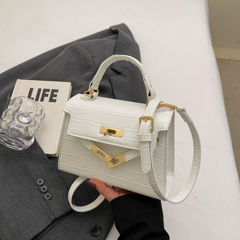 

Портативная сумка Kelly с узором крокодила, женская, 2025, новая, модная, корейская маленькая квадратная сумка, универсальная сумка-мессенджер в стиле инс белый