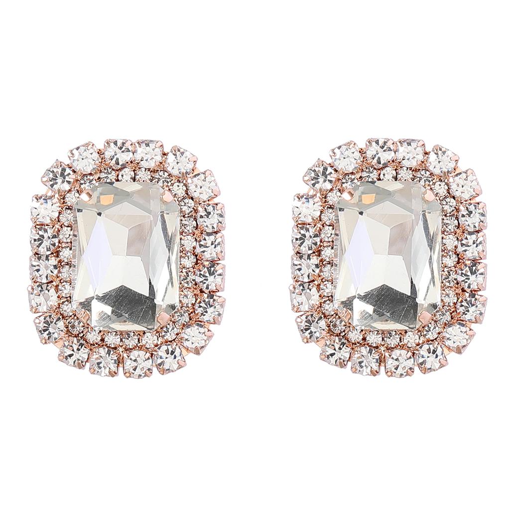 Spring 2024 New Metal Glass Rhinestone Heart Stud Earrings Engagement Party Luxury Jewelry Women's Elegant Shiny Accessories