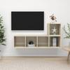 2 Piece Wall Mounted TV Cabinet Set Sonoma Oak Effect Particleboard
