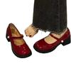 French Retro Mary Jane Shoes Casual Shoes Autumn New Single Shoes Heightened High Heels Round Head Women's Shoes Thick Heels Small Leather Shoes