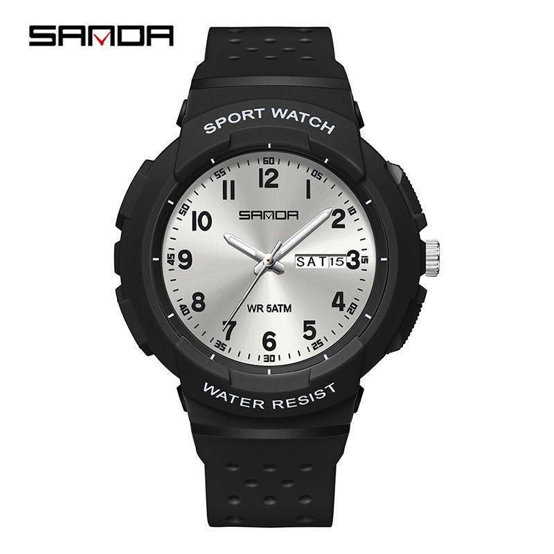 Sanda 6097 Dual Calendar Luminous Waterproof Watch for Men & Women - Trendy, Creative, and Ideal for Outdoor Activities.