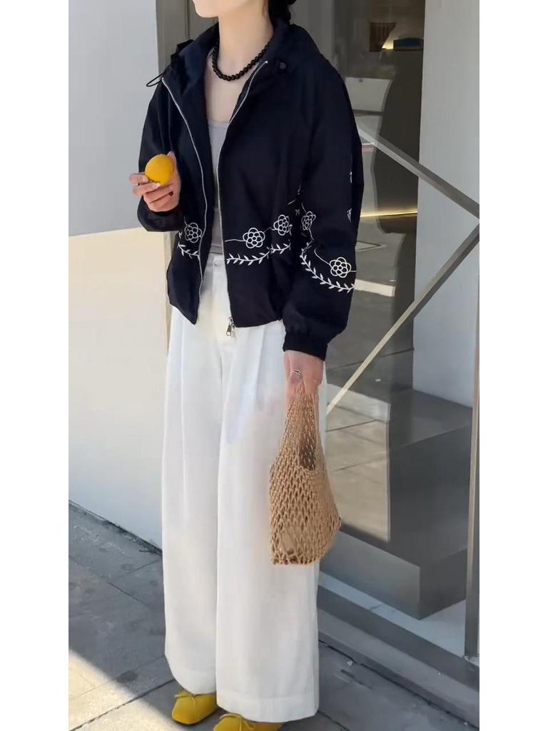 Damen Koreanische Rüschen Stehkragen Bestickte Jacke - Frühjahrskollektion 2025