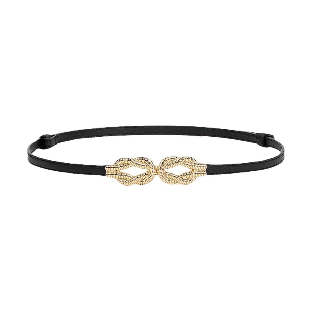 Feminine Slim Faux Leather Belt With Metal Double Ring Buckle For Office And Casual Outfits