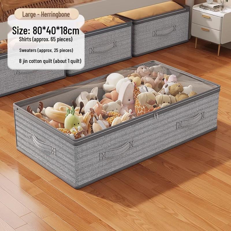 Four-Handle Foldable Underbed Storage Bag for Clothes and Quilts