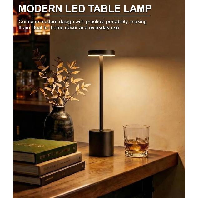 Cordless Table Lamp Set of 2, Rechargeable 5000mAh Battery Operated Outdoor Table Lamps, Portable LED Desk Lamp, 3 Color Dimmable Table Light for