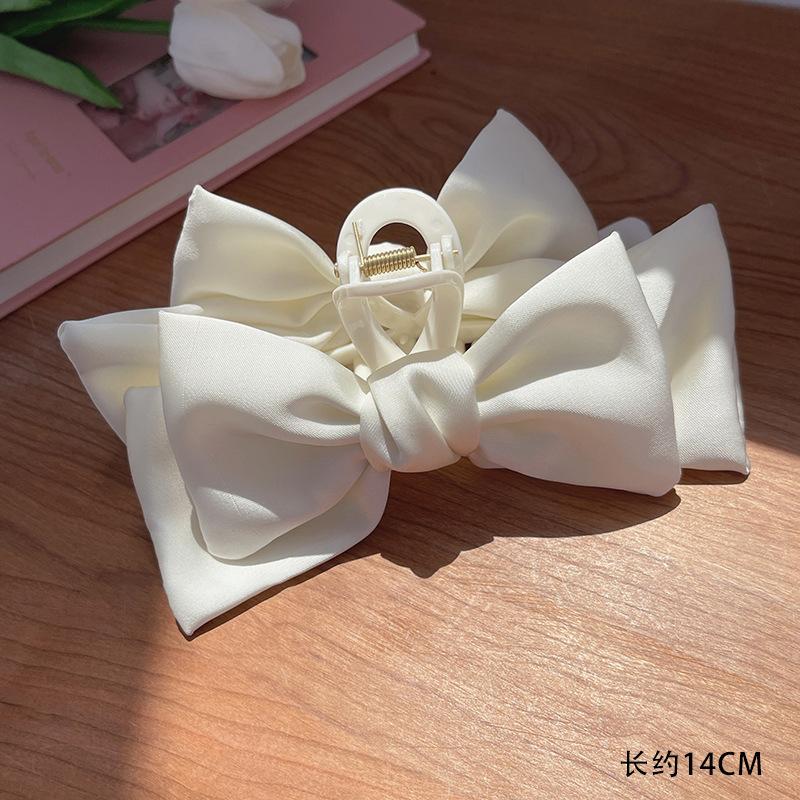 New Large Bow Solid Color Clip Claw for Women Korean Style elegant shark clip Fashion Girls Hair Clamp