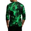 Men's Casual Halloween Printed Crew Neck T-Shirt Three Quarter Sleeve Top Lightweight Comfortable Fit for Everyday Wear