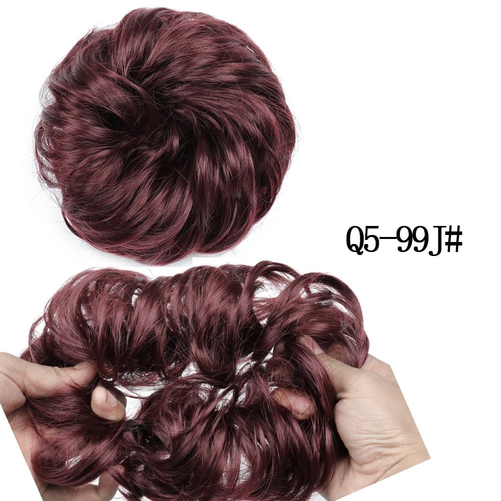MISSQUEEN Messy Chignon Donut Hair Bun Pad Elastic Hair Rope Rubber Band Synthetic Hairpiece Black Gary Brown Color