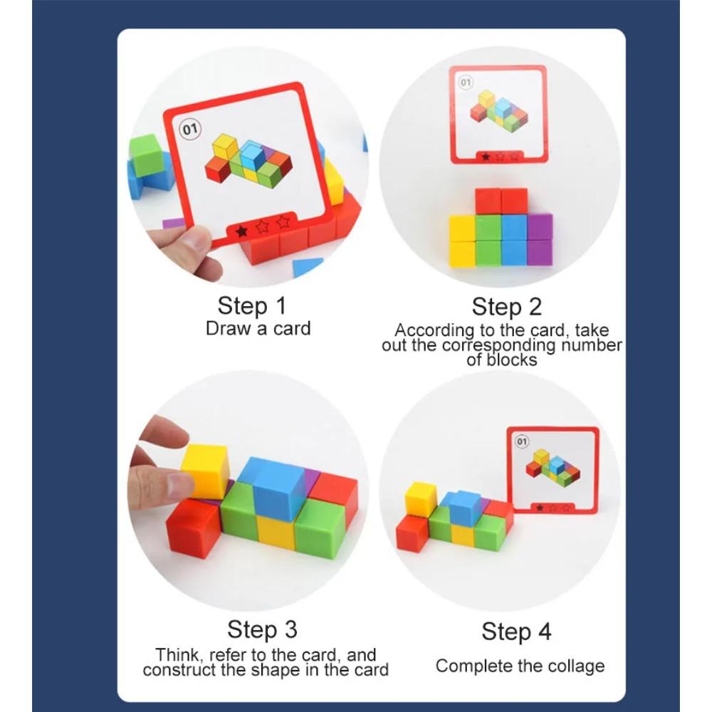 3D Spatial Thinking Building Blocks Cube Rainbow Stacking Blocks Game Math Preschool Learning Educational Toys for Children Kids