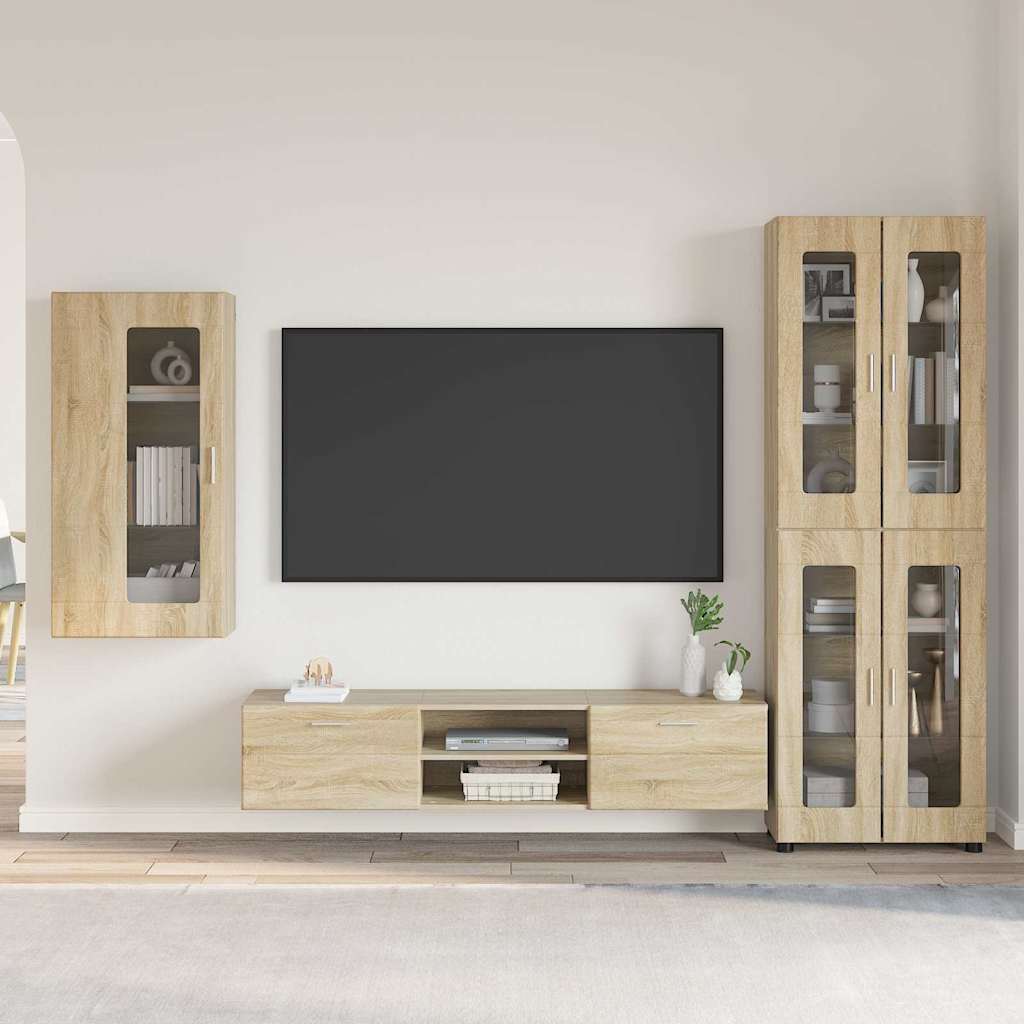 TV Cabinet Set with Shelf FLORIN 3 pcs Sonoma Oak Particleboard