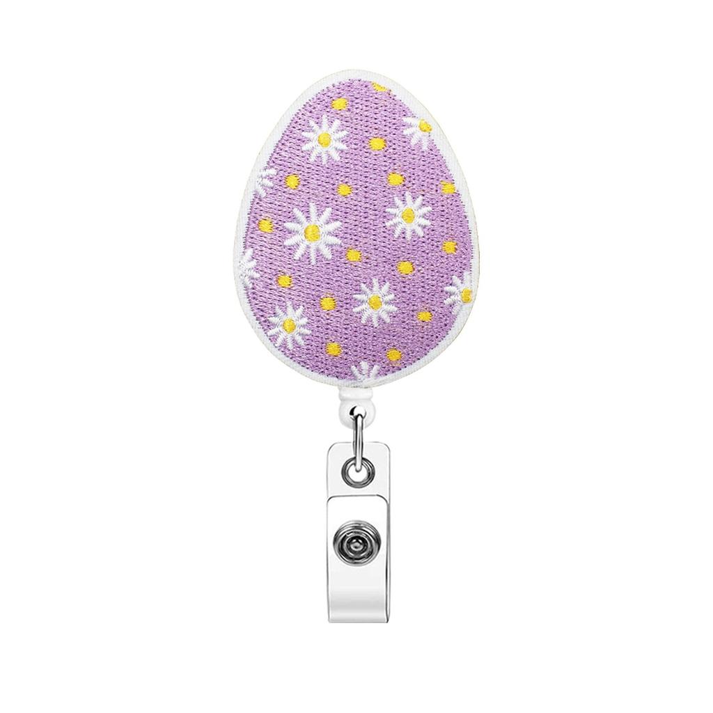 Cute Cartoon Easter Egg Retractable Badge Reel with Alligator Clip Pull Buckle ID Card Holder for Medical Staff Office Supplies