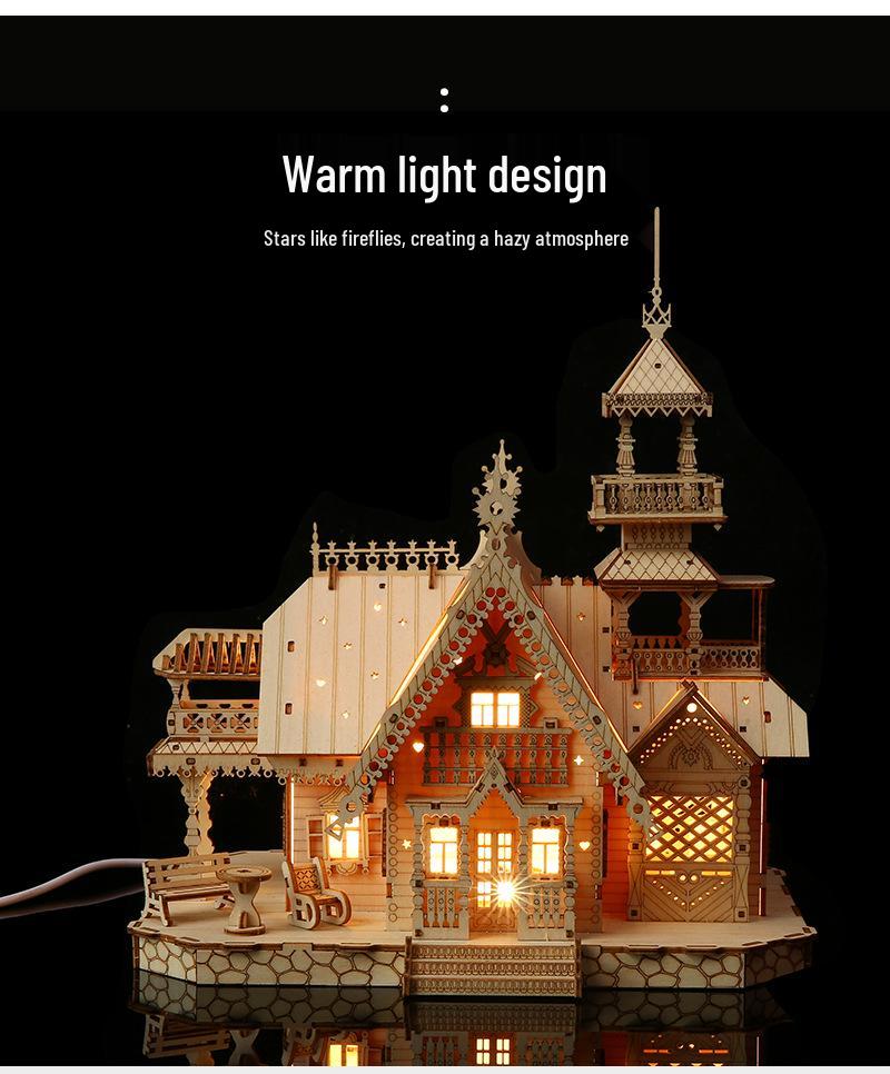 New 3D Wooden Jigsaw Puzzle for Children: DIY Creative Retro Villa