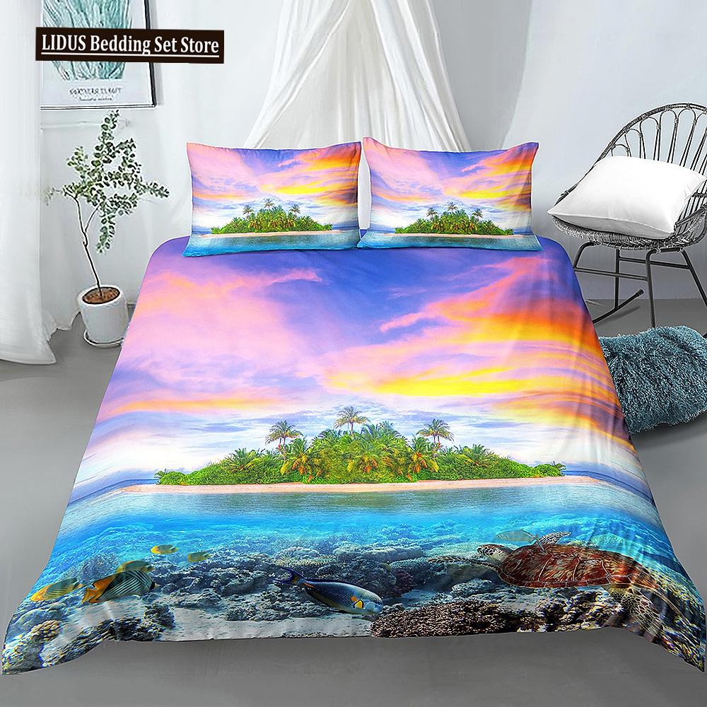 Beautiful Scenic Duvet Cover Set 3D Print Landscape Bedding Set Polyester Comforter Cover With Pillowcases For Kids Men Women