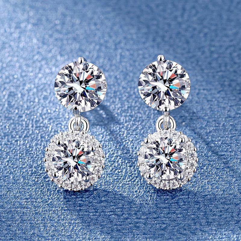 

Temperament Bridal Pair Micro Super Flash Zircon Pair Earrings білий