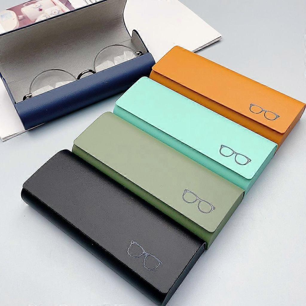 High-quality Synthetic Leather Hard-shell Glasses Case - For Men and Women - Comes with a Microfiber Cleaning Cloth for Sunglasses, Reading Glasses, E