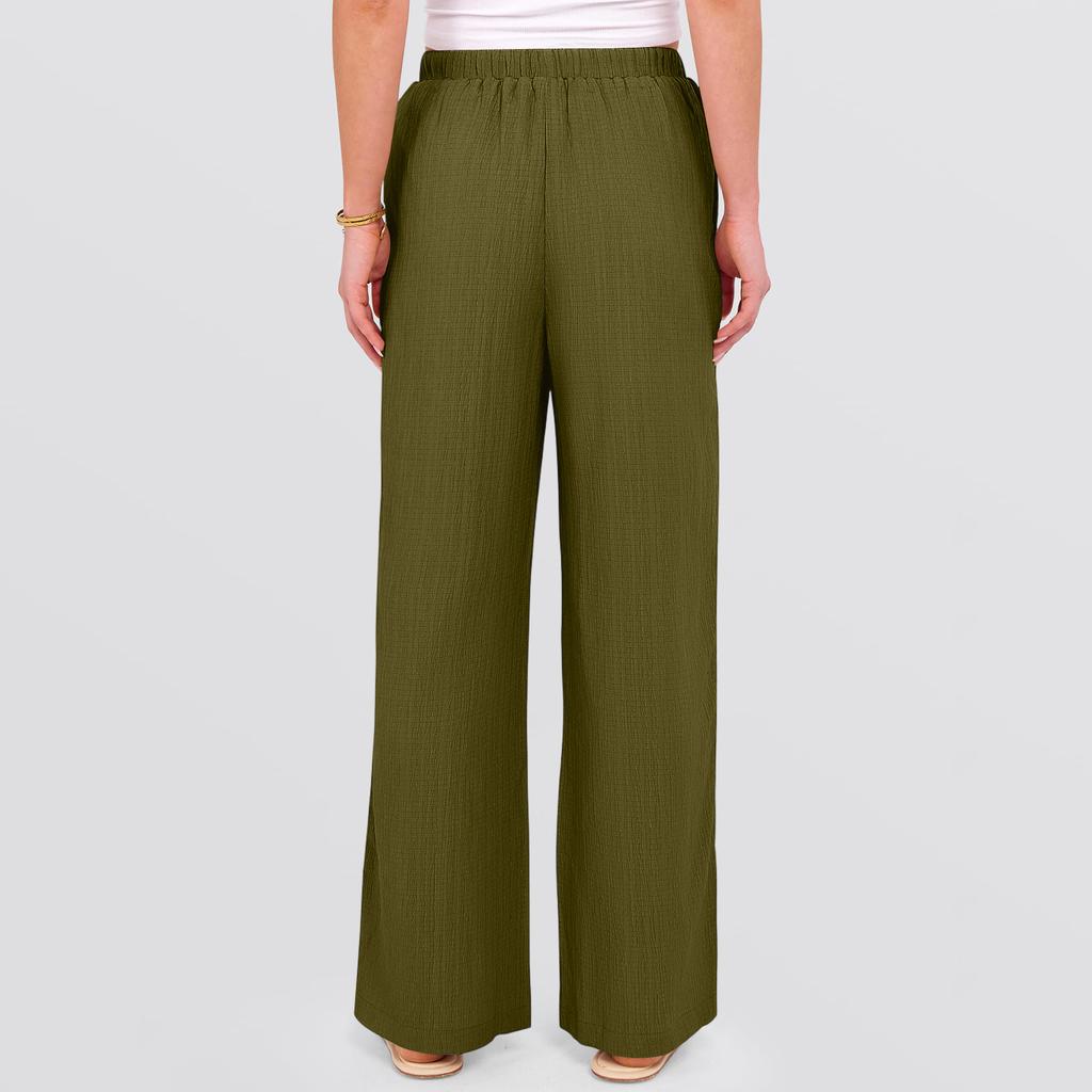 Women's Loose-fitting, -color, Straight-leg Casual Pants With Drawstring And Pockets.