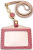 Porta-Cartão de Identidade de Couro Genuíno Zenzakura de Fábrica com Retrátil, Porta-Crachá Feminino, Porta-Passe, Porta-Crachá de Funcionário (Rosa)